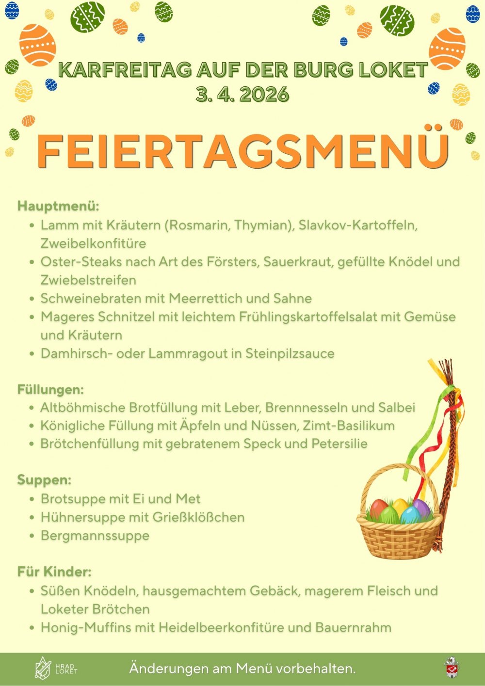 Ostermenü auf Burg Loket