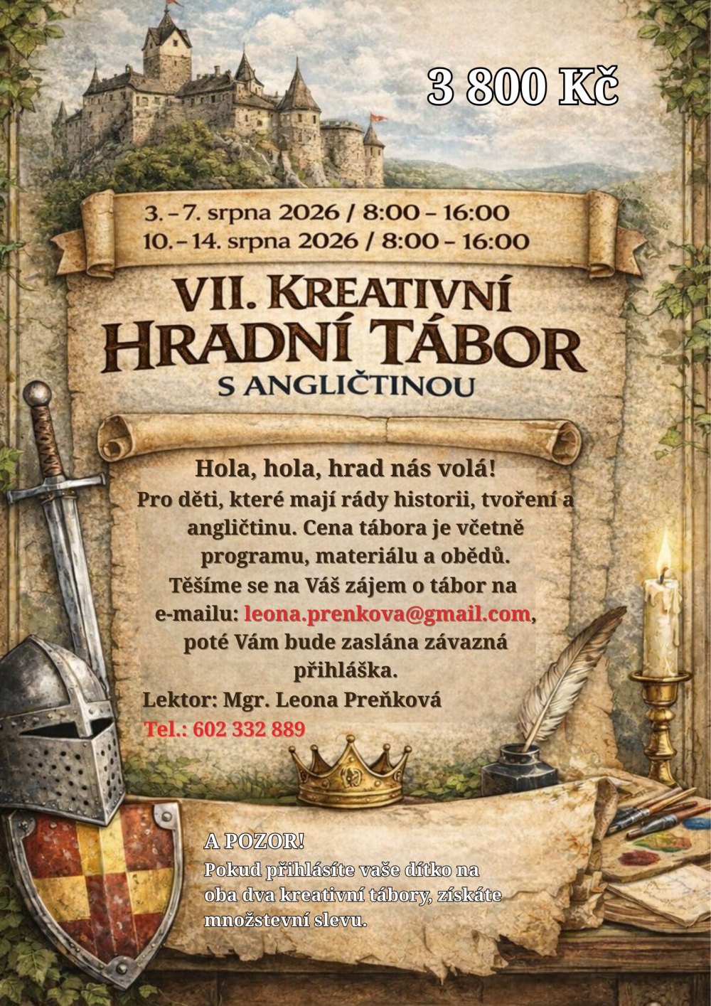 Poslední volná místa na Kreativním hradním táboře s angličtinou!