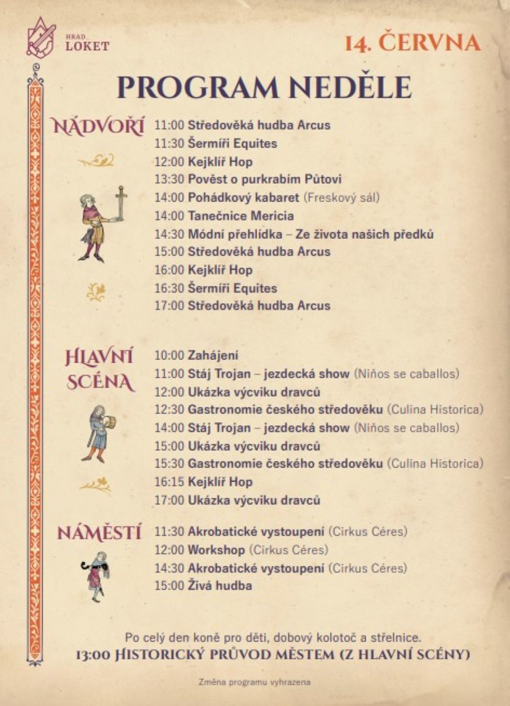 Program středověkých slavností purkrabího Půty