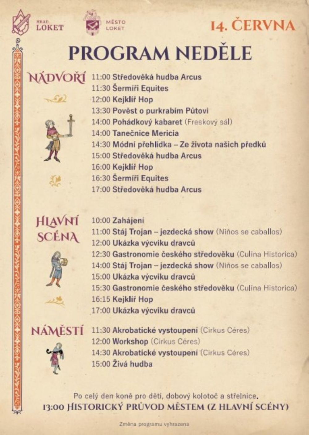 Program středověkých slavností purkrabího Půty