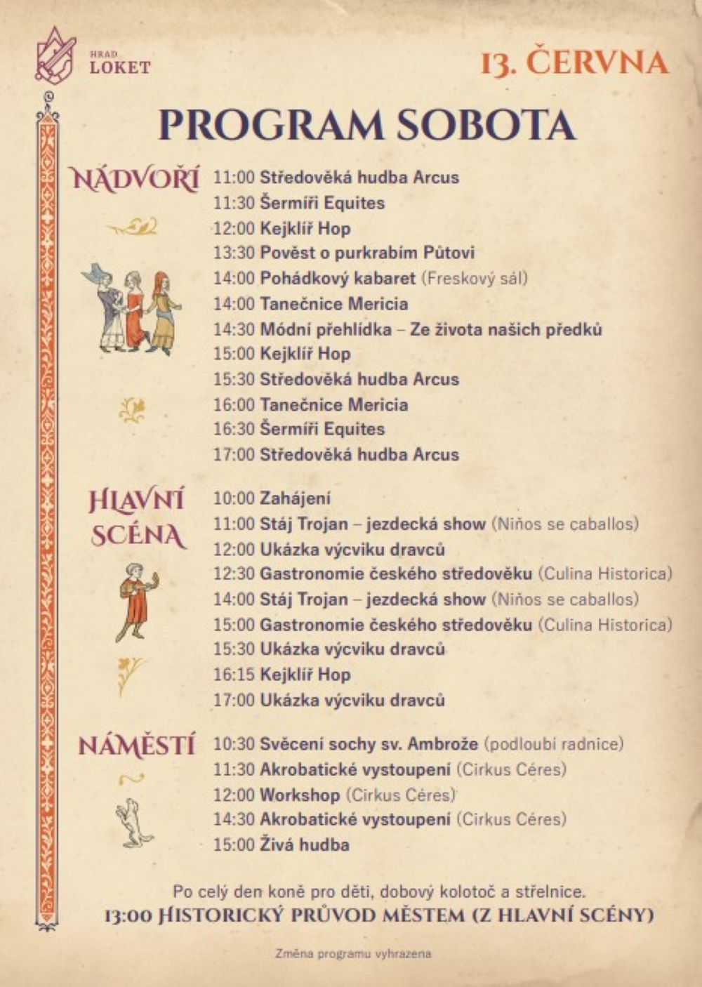 Program středověkých slavností purkrabího Půty