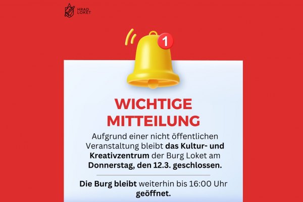 Schließung des Kultur- und Kreativzentrums am Donnerstag, den 12.3.