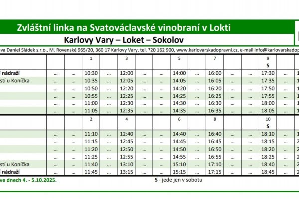 Kyvadlová doprava zdarma na Svatováclavské vinobraní v Lokti