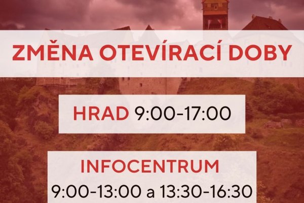 Změna otevírací doby od 1. září 2025