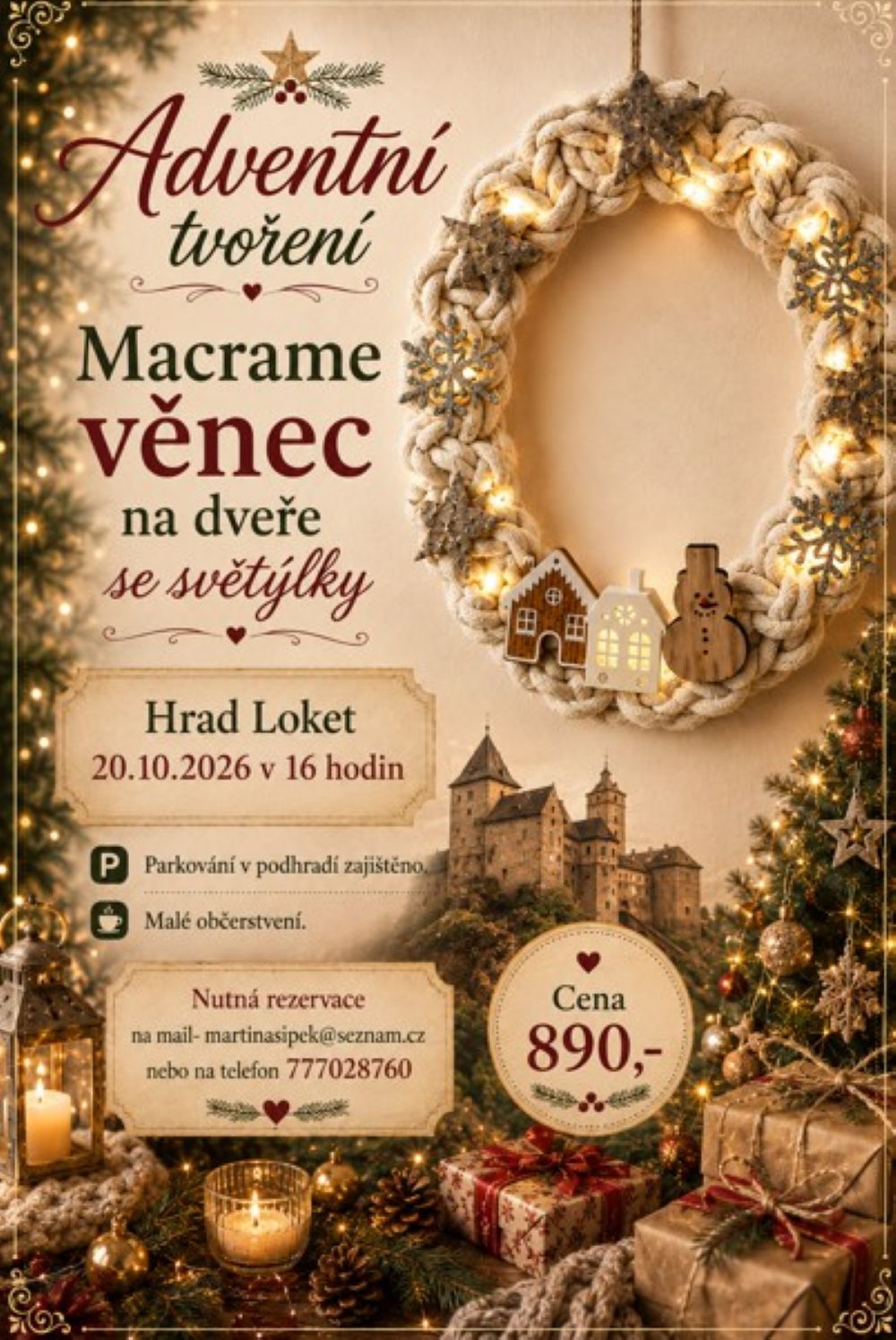 Adventní tvoření: Macrame věnec na dveře se světýlky