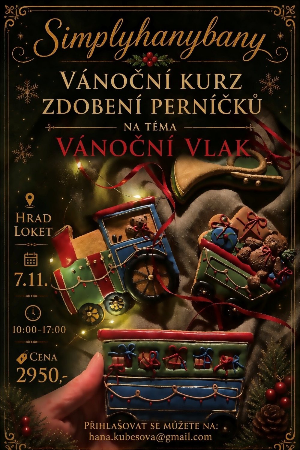 Vánoční kurz zdobení perníčků na téma Vánoční vlak